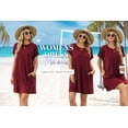thumbnail image 6 of TEMOFON Women's Summer Casual T Shirt Dresses Short Sleeve Tunic Swing Dress Pockets Loose Fit Sundress Solid Color Winered Plus Size 3XL, 6 of 9