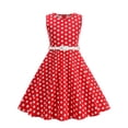 thumbnail image 6 of Mifsaly Little Girls Sleeveless Dress Polka Dot Vintage A Line Dresses Elegant Wedding Birthday Party Summer Casual Gowns with Matching Belt, 6 of 9