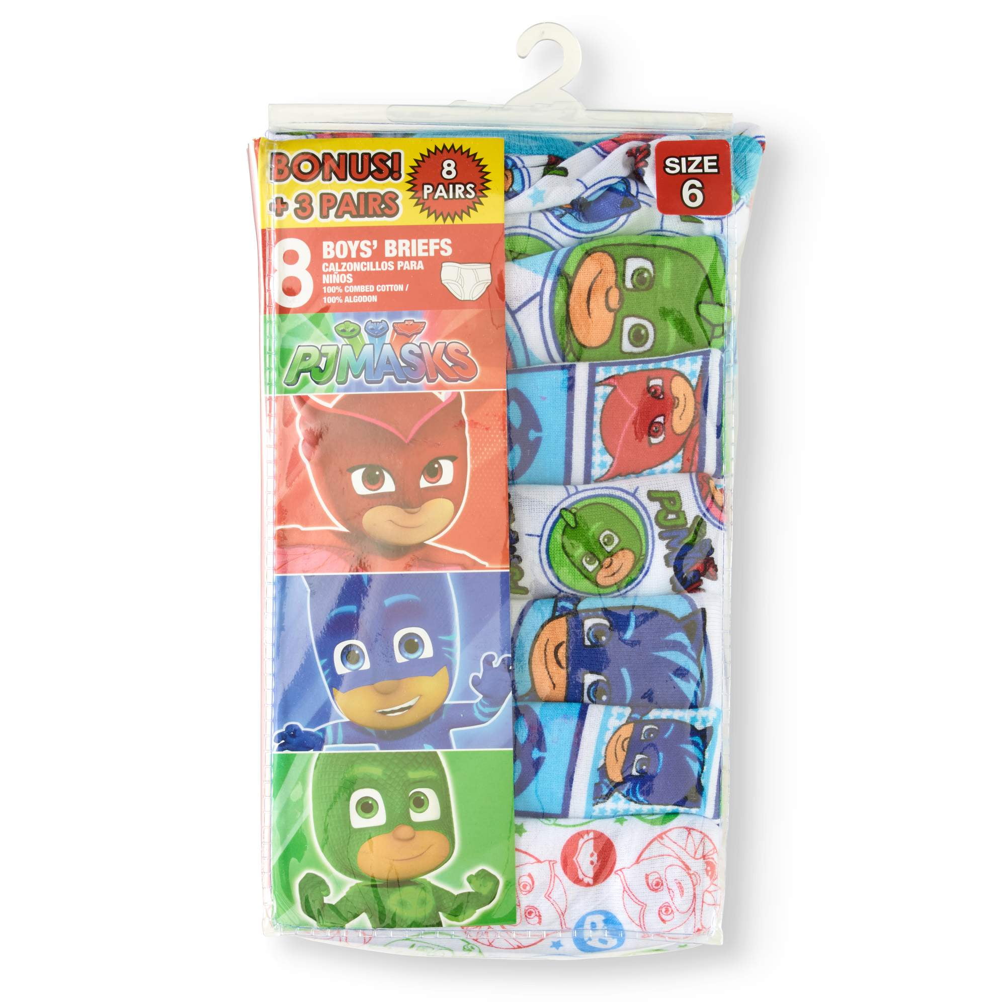 PJ Masks PJ Masks, Boys Underwear, 5 Pack + 3 Free Cotton Briefs