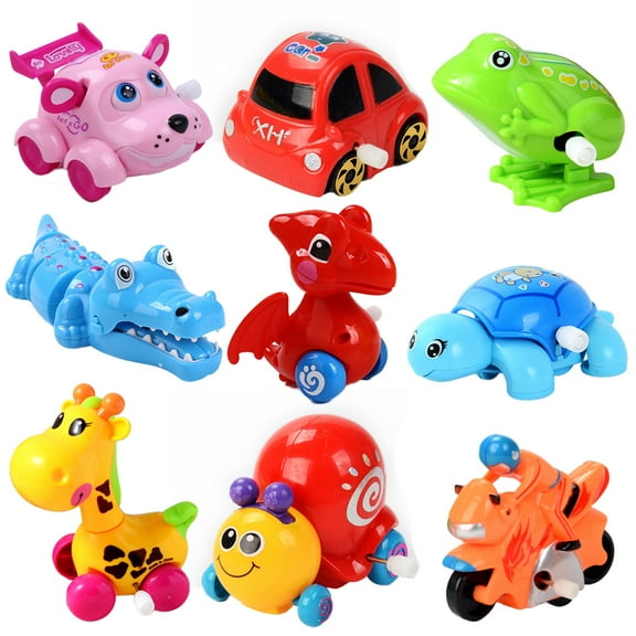 Tineasur Funny Cartoon Animal Toys Clockwork Animal Wind Up Toys Assorted Color 9Pcs