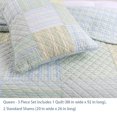 thumbnail image 2 of Comforter Set Queen Size  3-Piece Coverlet Set for Night Sleep  Bedding Quilt with Green Yellow Blue Plaid Striped Real Patchwork, 2 of 4