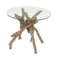 thumbnail image 6 of DecMode 24" x 20" Brown Wood Handmade Tree Branch Accent Table with Clear Glass Top, 1-Piece, 6 of 11