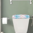 thumbnail image 2 of Renewold Tropical Monstera Printed Toilet Tank Lid Cover, Dirt-proof Hibiscus Printed Toilet Tank Decorative Cover for Bathroom, Fits Most Standard Toilets Tanks, 2 of 6