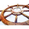 thumbnail image 2 of Nagina International 36" Pirate Wooden Crafted Ship Wheel with 10" Brass Porthole Clock | Vintage Home Decor Gift, 2 of 6