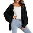 thumbnail image 2 of Nooxsoe Long Cardigans for Women Knitwear Sweater Coat Open Front Open Front Outfits Trendy Fall Clothes Business Casual Work Outfits Loose Fit Fall Winter Knit Cardigan Womens Cardigans Black 2xl, 2 of 7