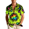 thumbnail image 3 of UVEASISHA St Patrick's Day Beach Shirts for Men Short Sleeve Lapel Collar Button Down Shirt Lucky Shamrock Print Hawaiian Shirts Holiday Casual Green Clover Shirt Green#34 XL, 3 of 9