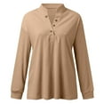thumbnail image 3 of Women Long Sleeve Button Down V Neck Knit Shirt Stand Collar T Shirt Top Womens Active, 3 of 9