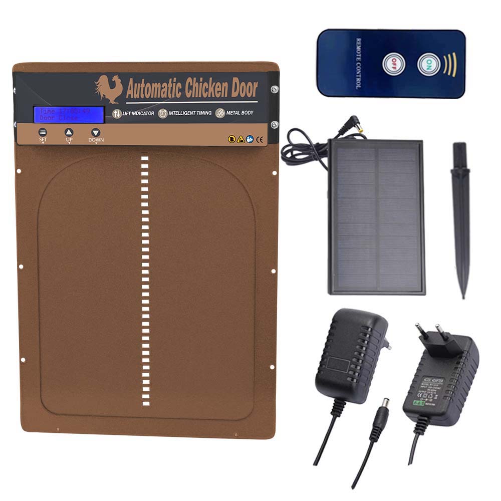 AutomaticChickenCoopDoorSolar Powered Opener with Timer & Light