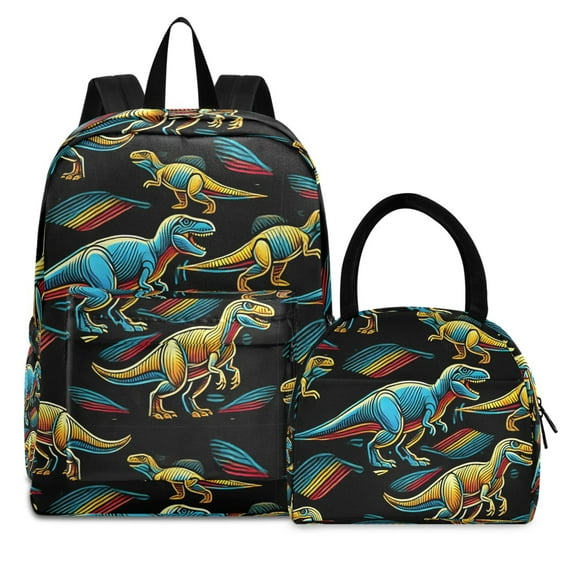 ALAZA Backpack Set Dinosaur Elementary School Bags Student BookBag with Lunch Bag