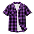 thumbnail image 5 of Tqyyweavej Plaid Shirts for Men Lapel Collar Short Sleeve Lounge Jackets Botton Down Color Block Tees Tops with Pocket Szie S to 3XL, 5 of 7