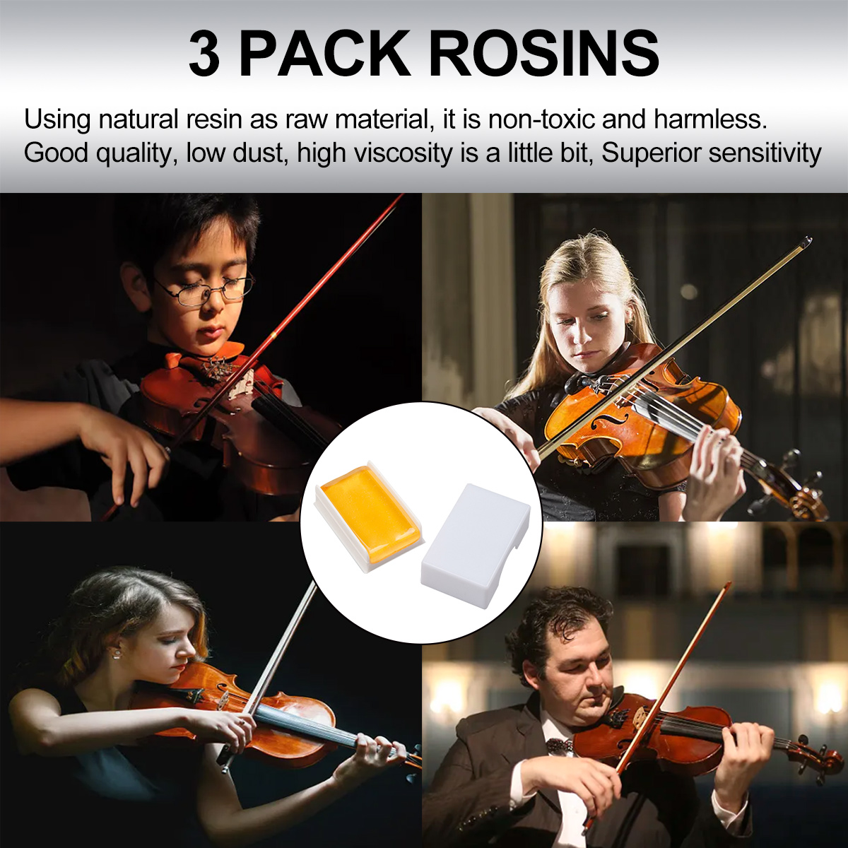 Colophane Pour Violon/Alto/Violoncelle - 4 Pièces En Forme De Nœud - Faible Poussière, Adhérence Forte - Naturelle Yellow