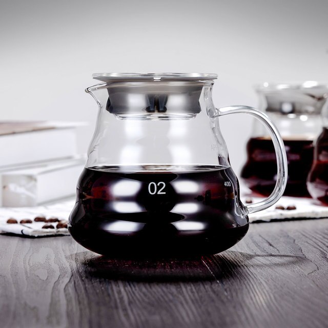 V60 300CC Coffee Server with Brush, Glass Range Coffee Water Bottle