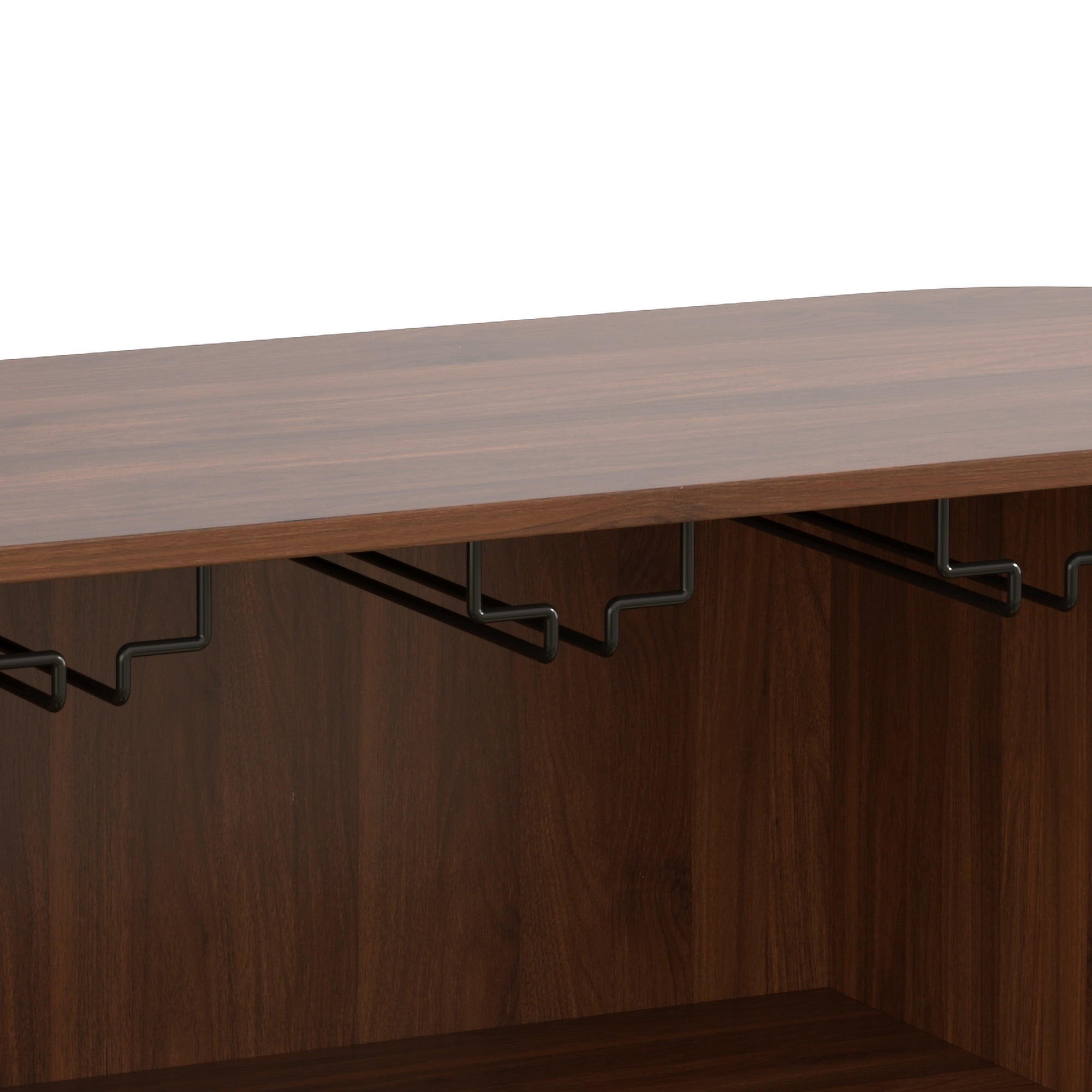 39" Fluted Liquor & Coffee Bar Cabinet with 6 Wine Racks and 3 Glass Holders, Bar Cabinet with A Large Storage Drawer, 4 Hidden Storage Space on the Side, Black