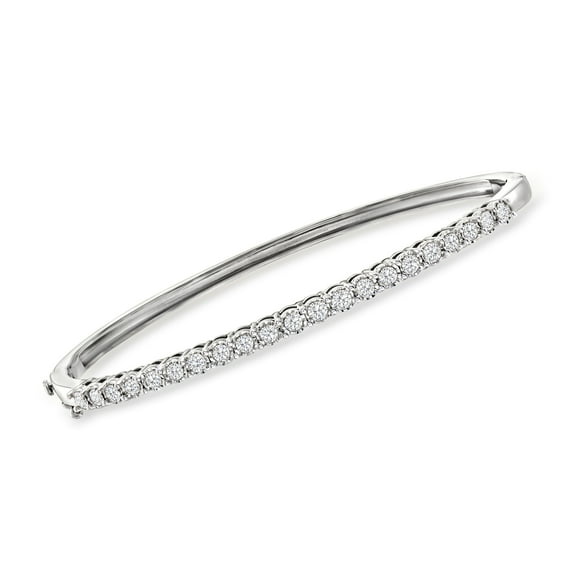 Ross-Simons 1.00 ct. t.w. Diamond Oval Bangle Bracelet in Sterling Silver, Women's, Adult