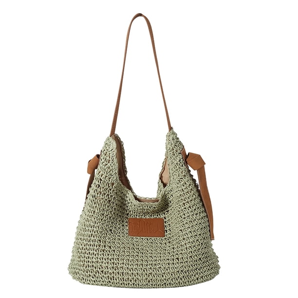 Bolso Hombro Punto Elegante para Mujeres Bag Straw () Verde