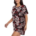 thumbnail image 2 of Naloa Snake And Rose Women's Short-Sleeved Pajama Set, Loungewear, Summer pajamas, Breathable Cozy - XX-Large, 2 of 9