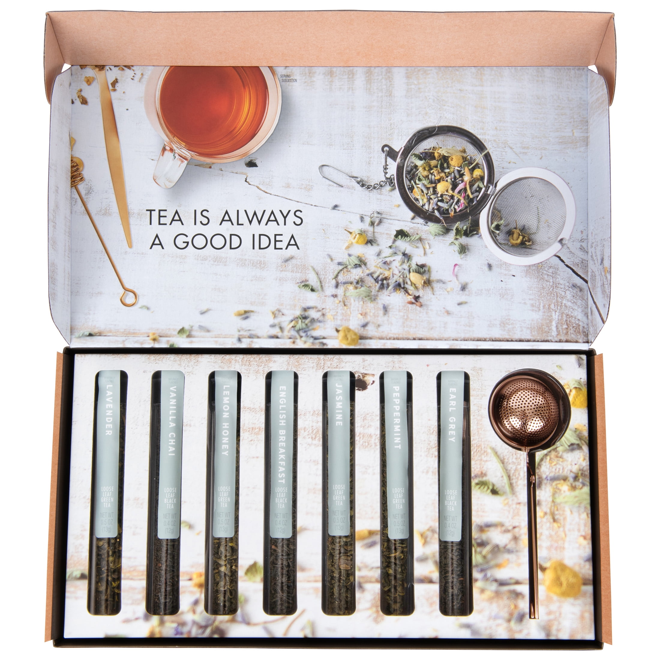 Thoughtfully Gourmet, Tea Therapy Tea Infusion Gift Set, Includes Tea Diffuser, 7-Pack