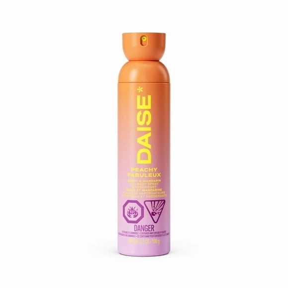 DAISE Peachy Daise All Body Spray & Deodorant in Berry & Mandarin for 24h Freshness, 3.5 oz/120 mL, deodorant, body spray, aerosol