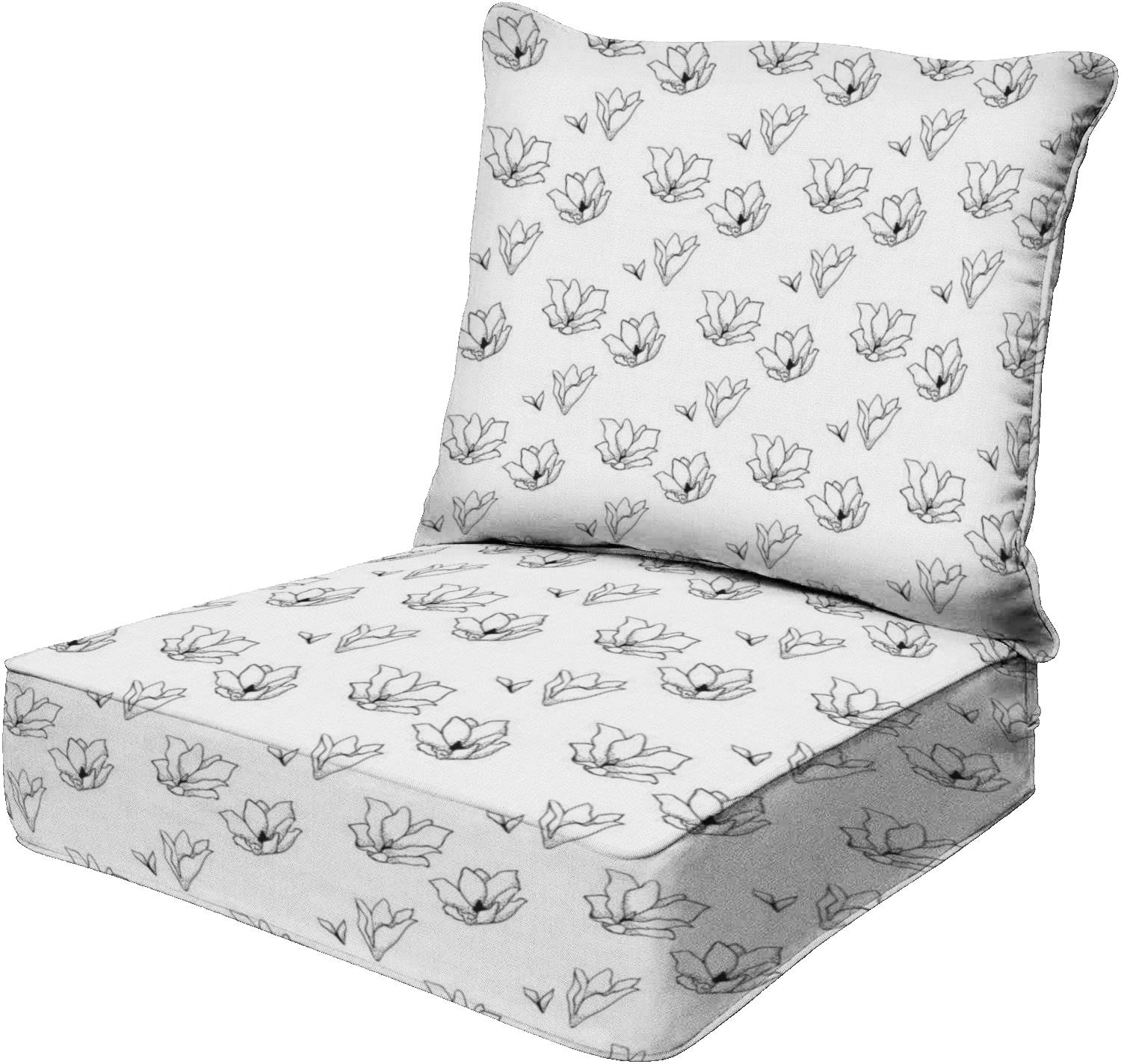 Hiufochk 25" x 25" Seamless Drawn Flowers Blossom Outdoor Indoor Patio