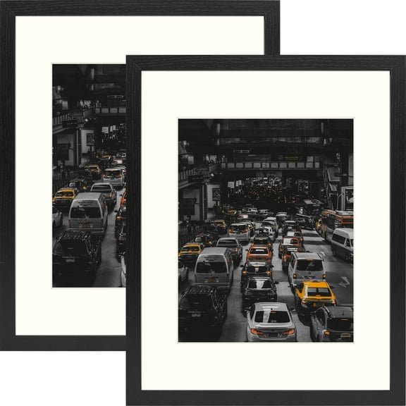 Golden State Art 11x14 Picture Frame with Mat for 8 x 10 Photos, Black, Pack of 2
