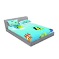 thumbnail image 2 of Ambesonne Ocean Fitted Sheet & Pillow Sham Set, Nautical Navy Deep Sea, Queen, Blue Orange and Yellow, 2 of 2