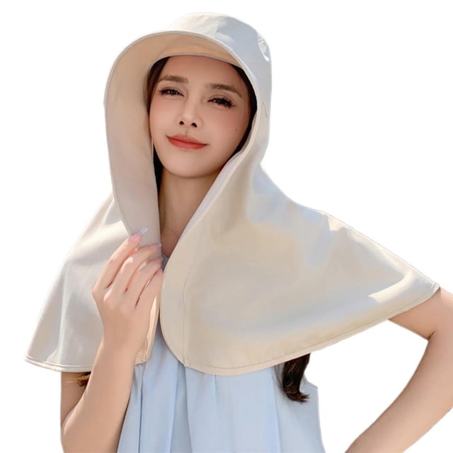 Chapeaux d'Été pour Femmes Protection UV Visières de Soleil pour Femme Pêche Randonnée Châle Écran Solaire Queue de Cheval Grand Bord