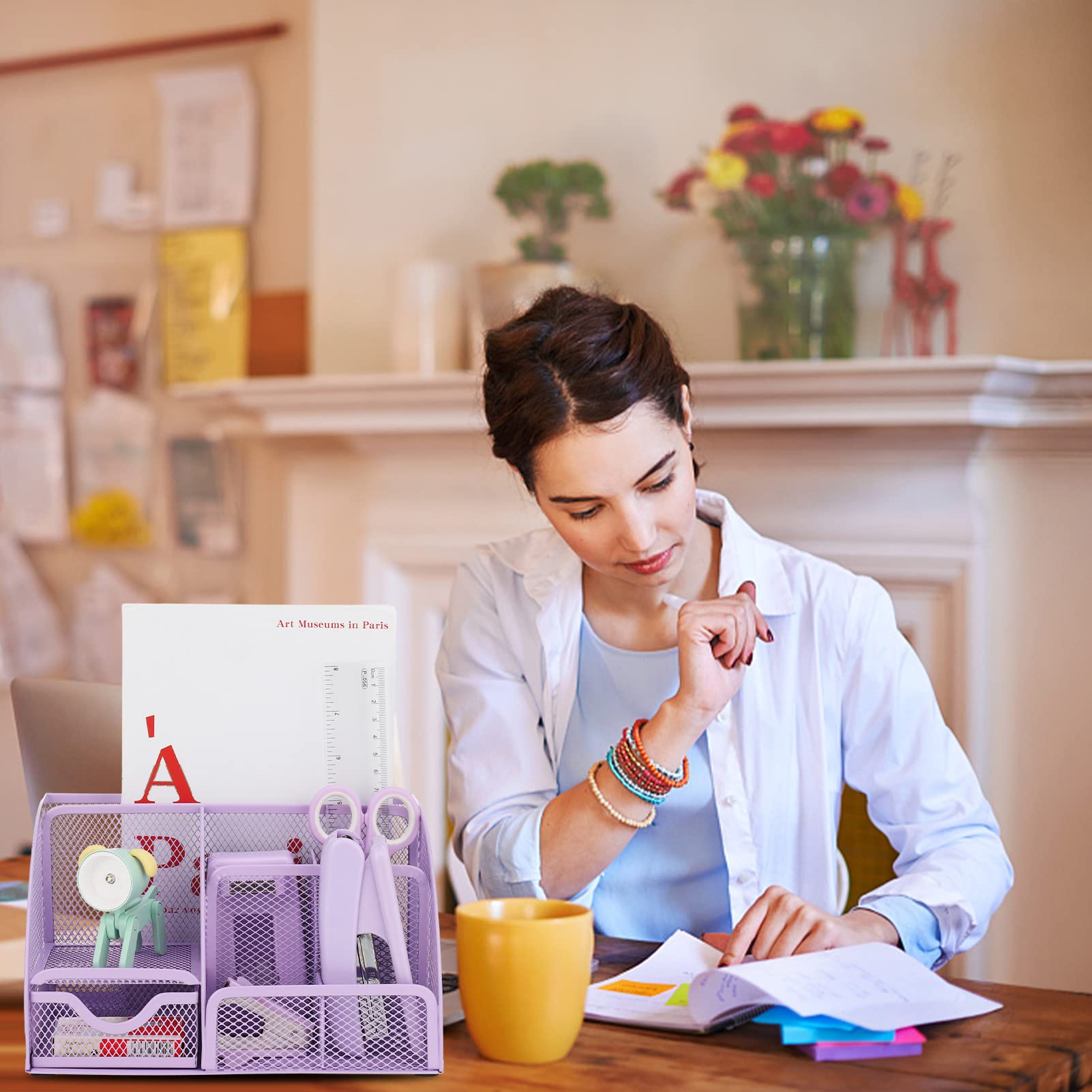 Aertyole Purple 7-Compartment Desk Organizer Set photo 5