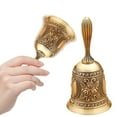 thumbnail image 2 of Dusknt Hand Bell Call Bell Musical Instrument with Floral Pattern for Home School Church Restaurants， Chimes, 2 of 8