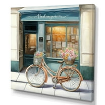 Designart Bicycle In Front A French Bakery III Canvas Wall Art