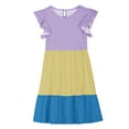thumbnail image 4 of AINIYS Girls Color Block Short Sleeve A-Line Dress With Crew Neck And Hidden Back Zipper Flowy Skirt For Casual Daily And Spring Outing Yellow 11 Years, 4 of 8