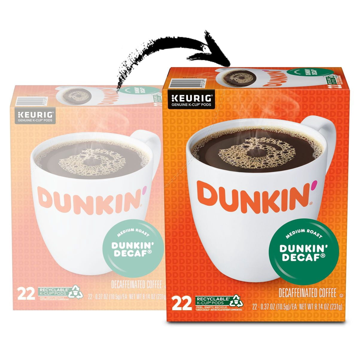 Dunkin' Dunkin' Decaf Medium Roast Coffee - Keurig K-Cup Pods - 22ct - Pack of 2