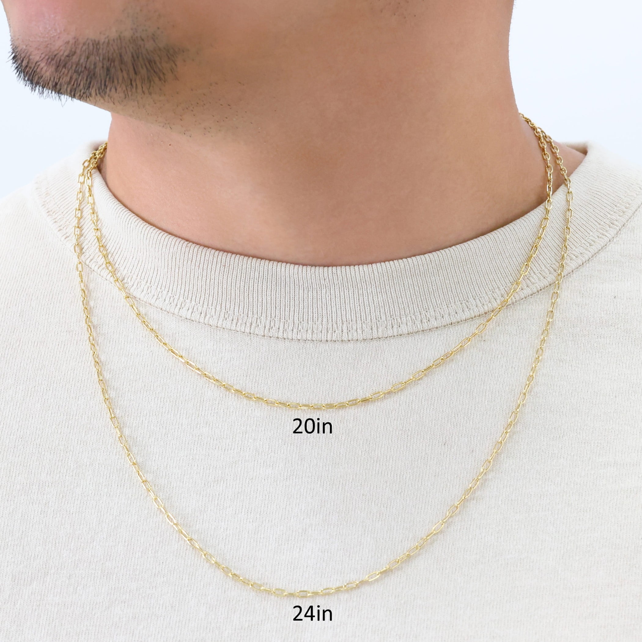 Nuragold 14k Real Yellow Gold Paperclip 2mm Elongated Cable Link Necklace (16"-24") Dainty Italian Jewelry for Men & Women