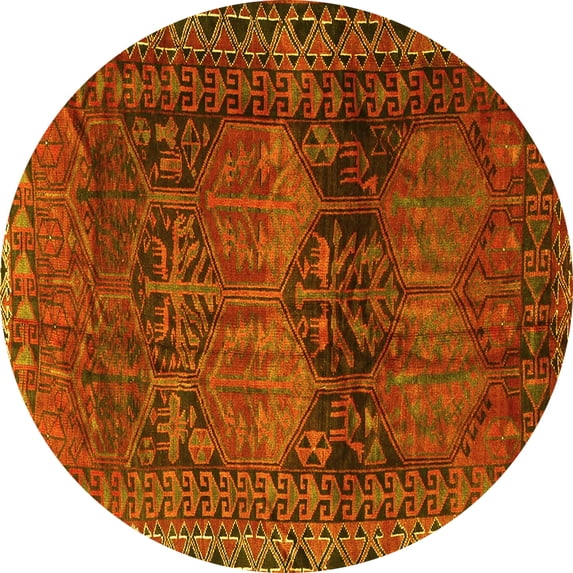 Ahgly Company Indoor Round Persian Yellow Traditional Area Rugs, 4' Round