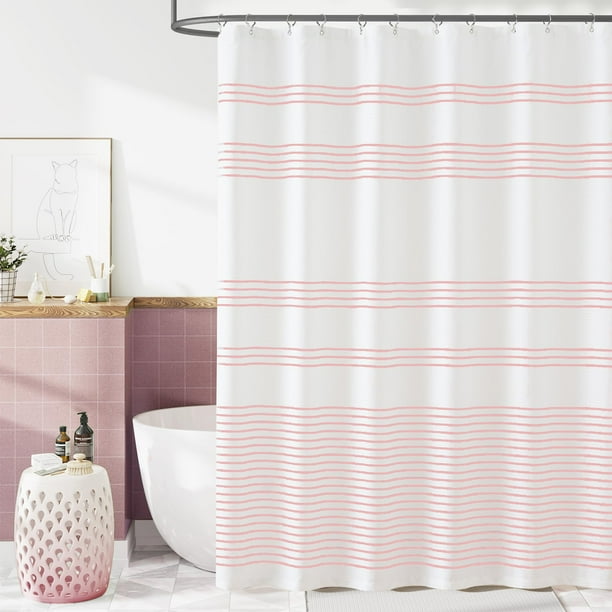 Cortina de ducha jinchan Melody rosa y blanca 180x180 cm