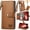 Brown, variant on for Motorola Moto G Stylus 5G (2025) Leather Phone Case Wallet Zipper Pocket Pouch Folio Flip Cover Kickstand, Multi Anti-theft Card Holder Cash Slot, Double Magnetic Buckle, Wrist Lanyard