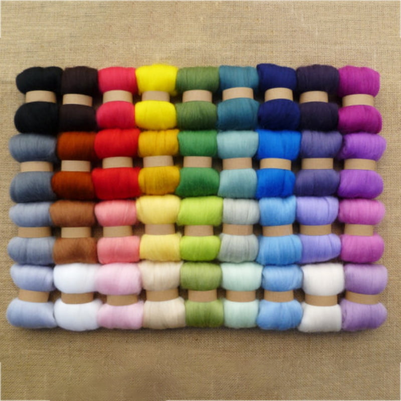 Wool Roving Needle Felting Wool Yarn Roving Wool Fibre Super Soft Hand Spinning DIY Craft Materials 55g Black