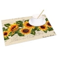 thumbnail image 4 of SUNOLIFE Rustic Sunflower Placemats Set of 4,Fall Floral Linen Fabric Table Mats for Farmhouse Dining Table Decorations 12x18 inch, 4 of 5