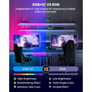 SUNLINKCO 9.84ft LED Lights for 32-43 Inch TV, RGB+IC TV Lights Backlight Strip Behind, with 44 Scene Modes, Bluetooth APP and Voice Control, Music Sync Smart Ambient Lighting for Gaming, Living Room