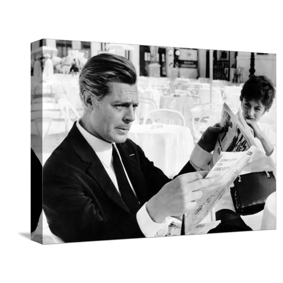 Art.com 8 1/2, Marcello Mastroianni, Anouk Aimee, 1963 Stretched Canvas Print Wall Art, 16" x 12"