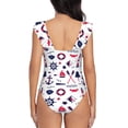 thumbnail image 6 of Yiaed Sailing Marine Travel Print Women's Ruffled One Piece Swimsuit V Neck Swimwear Slimming Monokini for Woman-Medium, 6 of 8