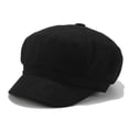 thumbnail image 2 of Hontri Berets Hats Women in Sale, Retro Women's Winter Solid Color Hat Beret Korean Painter Newsboy Beret Black, 2 of 2