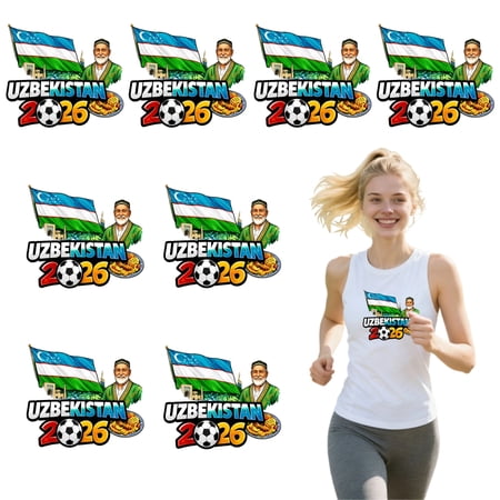8 large-sized iron-on transfer sheets , DTF Transfer Ready to Press for T-Shirts, Uzbekistan 2026 Flag Soccer Man, Waterproof Heat Transfer Vinyl for Apparel(28CM-11.02in)