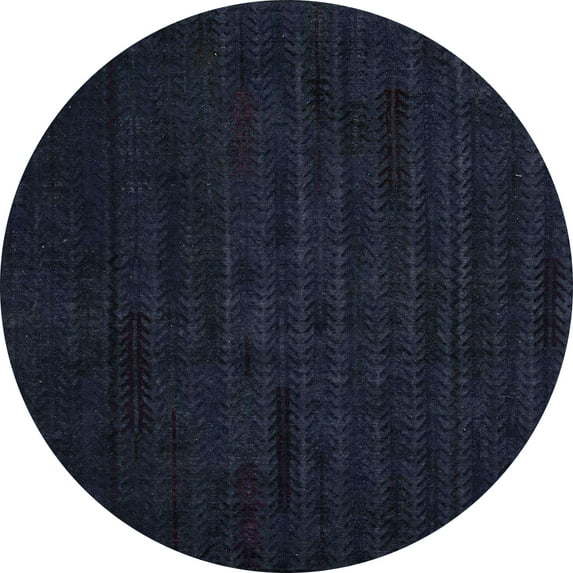 Ahgly Company Indoor Round Abstract Blue Abstract Area Rugs, 4' Round