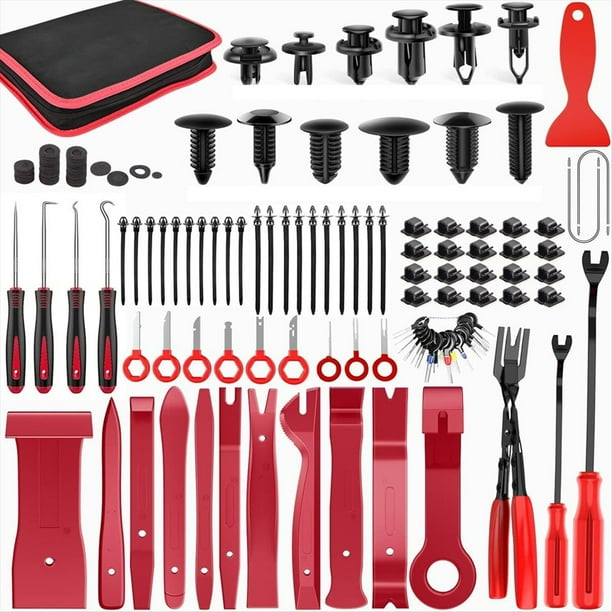 Herramienta Extracción Molduras de 238 Piezas, Juego Clips Retención Parachoques con Pasador Empuje Automático, Alicates Clip Automático para Extracción de Radio Panel Automóvil
