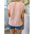 thumbnail image 6 of Women Summer Tops Boho Tops for Women Color Crew Neck Short Sleeve Casual Blouse Pink S, 6 of 9