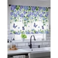 thumbnail image 5 of Sheer Curtains 54 Inch Length, Purple Hydrangea Semi Sheer Curtains Light Filtering Window Treatment, Spring Eucalyptus Butterfly Pastoral Privacy Voile Drapes for Living Room Bedroom 52x54 Inch, 5 of 7