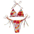 thumbnail image 4 of Aayomet Bathing Suit for Women 2 Piece Bikini Floral Print String Triangle Bikini Sets (Orange, S), 4 of 5