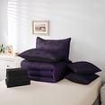 thumbnail image 6 of jejeloiu Chic Bowtie Bowknot 7-Piece Bedding Comforter Set,Kawaii Retro FloralKing Bedding Sets,Black Purple Bed Sheets For Girls,Luxury Bedroom Decor Reversible, 6 of 8