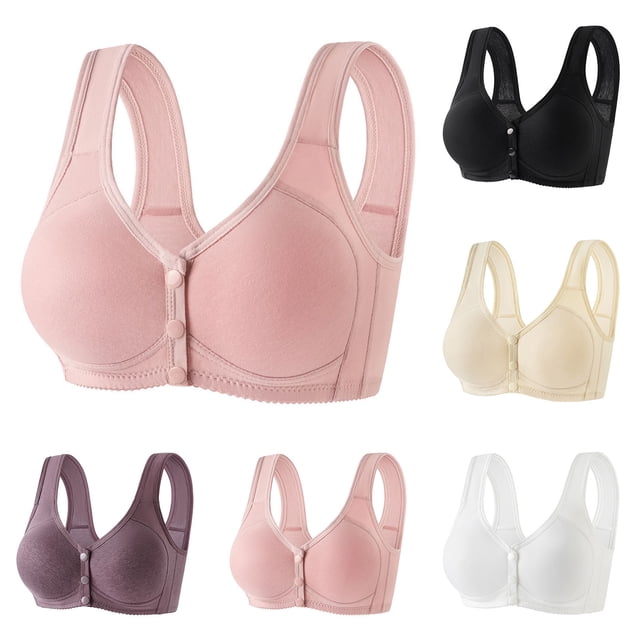 LOVZFMLL Plus Size Bras for Women Solid Color Comfort Soft Bra No Underwire Front Closure Full Coverage Everyday Bralettes White 2XL
