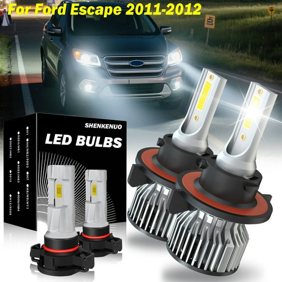 For Ford Escape 2011-2012 - 4PC 9008 LED Headlights Hi /Lo Beam H16/5202 Fog Light Bulbs Kit
